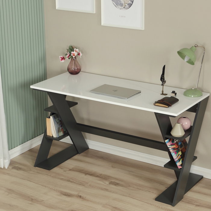 Hanah Home Lungo Escritorio de Estudio Antracita y Blanco